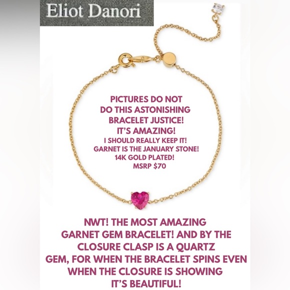 NWT! ASTONISHING ELIOT DANORI GARNET BRACELET! REALLY LOOK AT SLIDER CLASP! - Picture 2 of 5